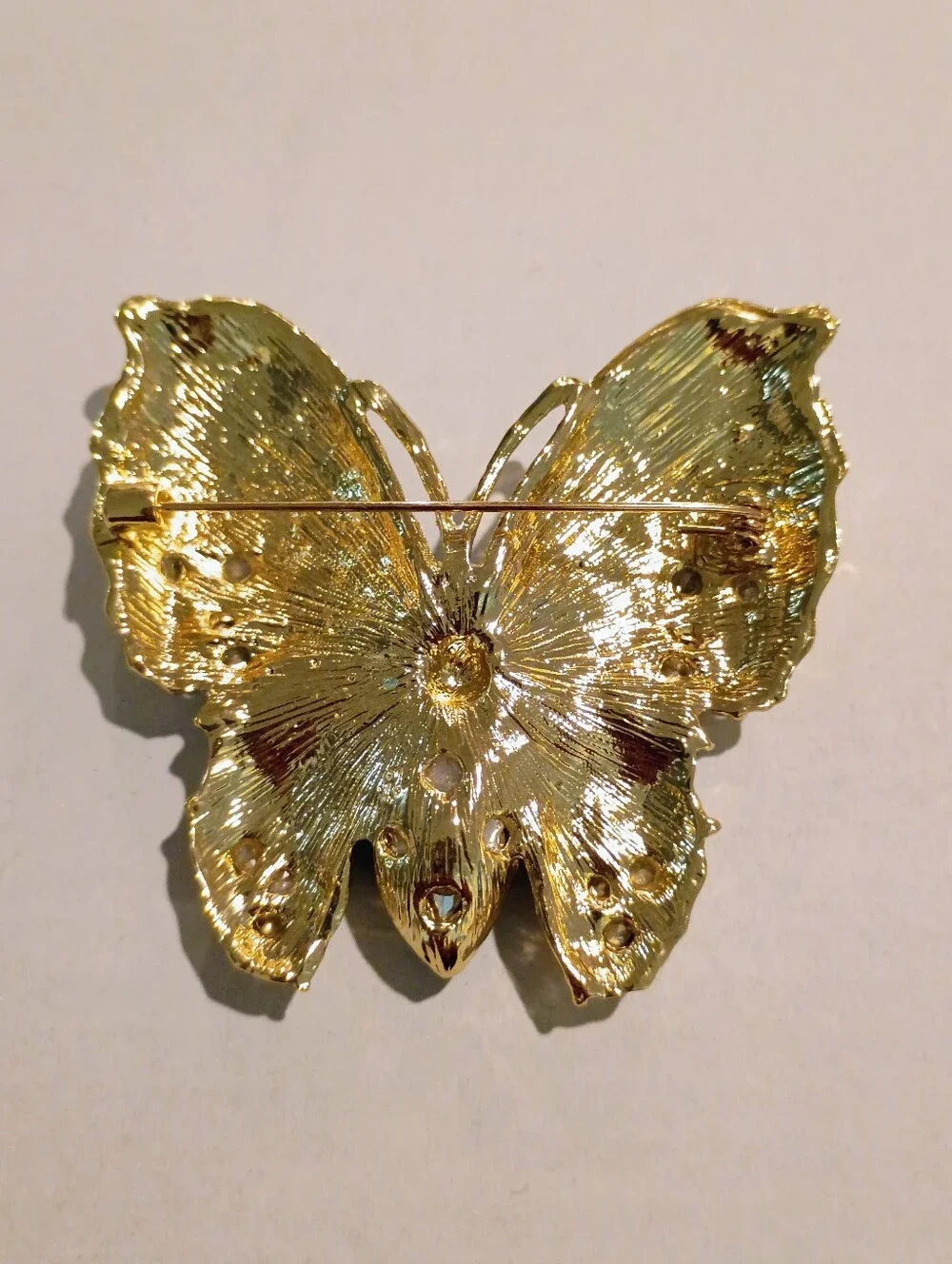 New Gold-Tone Blue Butterfly Crystal Brooch - Women's Jewelry
